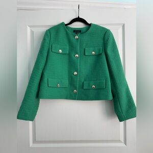 Ann Taylor Vibrant Green “Lady Jacket” with Gold Buttons